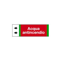 Foglio da 5 etichette fondo rosso "ACQUA ANTINCENDIO" sinistra