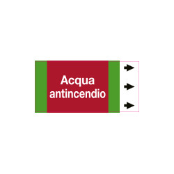 Foglio da 5 etichette fondo rosso "ACQUA ANTINCENDIO"destra