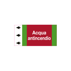 Foglio da 5 etichette fondo rosso "ACQUA ANTINCENDIO"sinistra