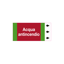 Foglio etichetta fondo rosso "ACQUA ANTINCENDIO" destra