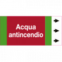 Foglio etichetta fondo rosso "ACQUA ANTINCENDIO" destra