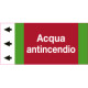 Foglio etichetta fondo rosso "ACQUA ANTINCENDIO" sinistra