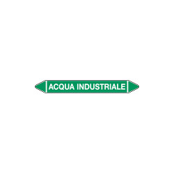 Etichetta autoadesiva fondo verde frecce e simboli ACQUA INDUSTRIALE
