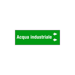 Foglio da 5 etichette fondo verde" ACQUA INDUSTRIALE " freccia dx