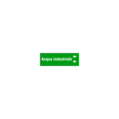 Foglio da 5 etichette fondo verde" ACQUA INDUSTRIALE " freccia dx
