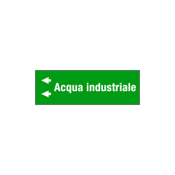 Foglio da 5 etichette fondo verde" ACQUA INDUSTRIALE " freccia sx
