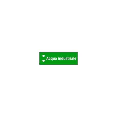 Foglio da 5 etichette fondo verde" ACQUA INDUSTRIALE " freccia sx