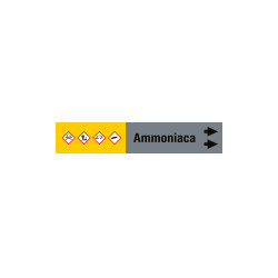 Foglio da 5 etichette fondo grigio"AMMONIACA" freccia dx