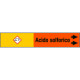 Foglio da 5 etichette fondo arancione "ACIDO SOLFORICO"freccia dx