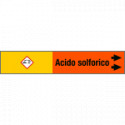 Foglio da 5 etichette fondo arancione "ACIDO SOLFORICO"freccia dx