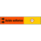 Foglio da 5 etichette fondo arancione "ACIDO SOLFORICO"freccia sx