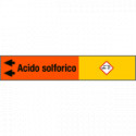 Foglio da 5 etichette fondo arancione "ACIDO SOLFORICO"freccia sx
