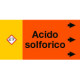 Etichetta fondo arancio "ACIDO SOLFORICO" dx