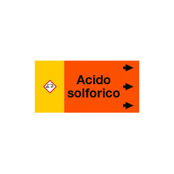 Etichetta fondo arancio "ACIDO SOLFORICO" dx