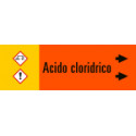 Foglio da 5 etichette fondo arancione "ACIDO CLORIDRICO"freccia dx