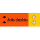 Foglio da 5 etichette fondo arancione "ACIDO CLORIDRICO"freccia Sx