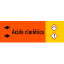 Foglio da 5 etichette fondo arancione "ACIDO CLORIDRICO"freccia Sx