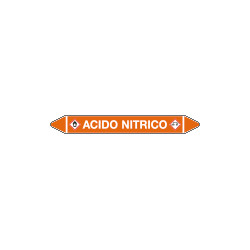Foglio da 5 etichette autoadesive con frecce+simb ACIDO NITRICO