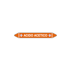 Foglio da 5 etichette autoadesive con frecce e simboli ACIDO ACETICO