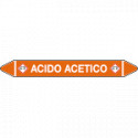 Foglio da 5 etichette autoadesive con frecce e simboli ACIDO ACETICO