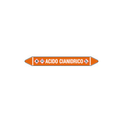 Foglio da 5 etichette autoadesive con frecce+simb ACIDO CIANIDRICO