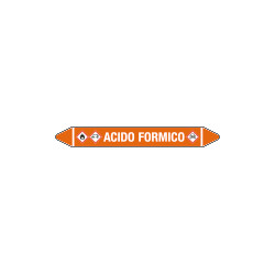 Etichetta autoadesiva fondo arancio frecce simboli ACIDO FORMICO