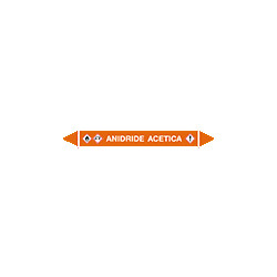 Foglio da 5 etichette autoadesive con frecce+simboli ANIDRIDE ACETICA
