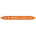 Foglio da 5 etichette autoadesive con frecce+simboli ANIDRIDE ACETICA