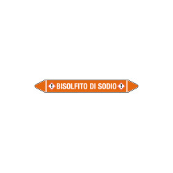 Foglio da 5 etichette autoadesive con frecce+simb BISOLFITO DI SODIO