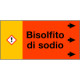 Etichetta fondo arancio "BISOLFITO DI SODIO" destra