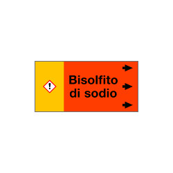 Etichetta fondo arancio "BISOLFITO DI SODIO" destra