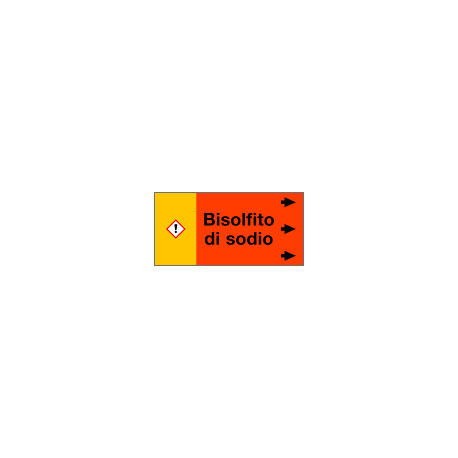 Etichetta fondo arancio "BISOLFITO DI SODIO" destra