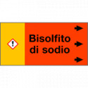 Etichetta fondo arancio "BISOLFITO DI SODIO" destra