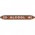 Foglio da 5 etichette autoadesive con frecce e simbolo ALCOOL