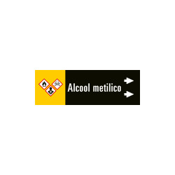 Foglio da 5 etichette fondo nero "ALCOOL METILICO" destra