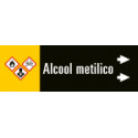 Foglio da 5 etichette fondo nero "ALCOOL METILICO" destra