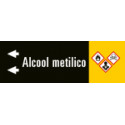 Foglio da 5 etichette fondo nero "ALCOOL METILICO" sinistra