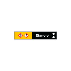 Foglio da 5 etichette fondo nero "ETANOLO" freccia destra