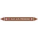 Foglio da 5 etichette autoadesive con frecce+simboli OLIO ALTA PRESS.