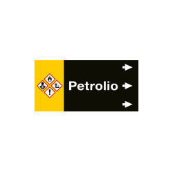 Etichetta fondo nero "PETROLIO" destra