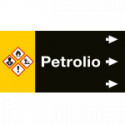 Etichetta fondo nero "PETROLIO" destra
