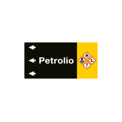 Etichetta fondo nero "PETROLIO" sinistra