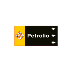 Etichetta fondo nero "PETROLIO" destra