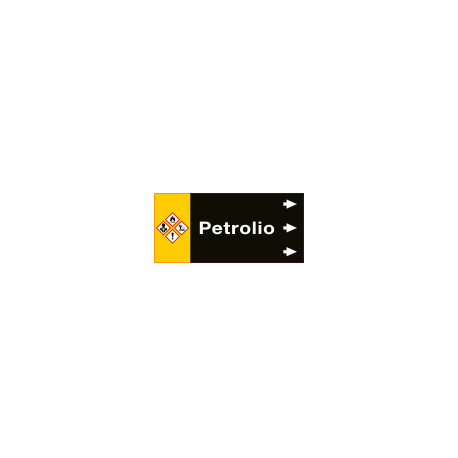 Etichetta fondo nero "PETROLIO" destra