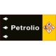 Etichetta fondo nero "PETROLIO" sinistra