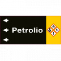 Etichetta fondo nero "PETROLIO" sinistra