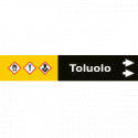 Foglio da 5 etichette fondo nero "TOLUOLO" freccia destra