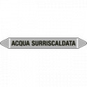 Foglio da 5 etichette autoadesive con frecce+simb ACQUA SURRISCALDAT.