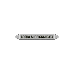 Etichetta singola autoadesiva con frecce e simboli ACQUA SURRISCALDATA