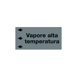 Etichetta fondo grigio "VAPORE ALTA TEMPERATURA" sinistra